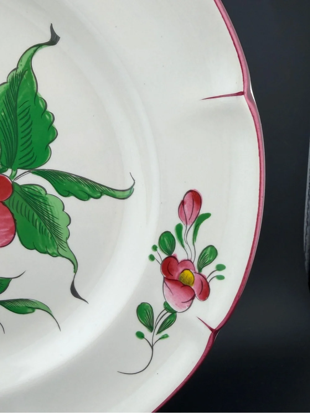 St Clement France #44 Hand Painted Old Strasbourg Rose Ceramic Plate 9.5”